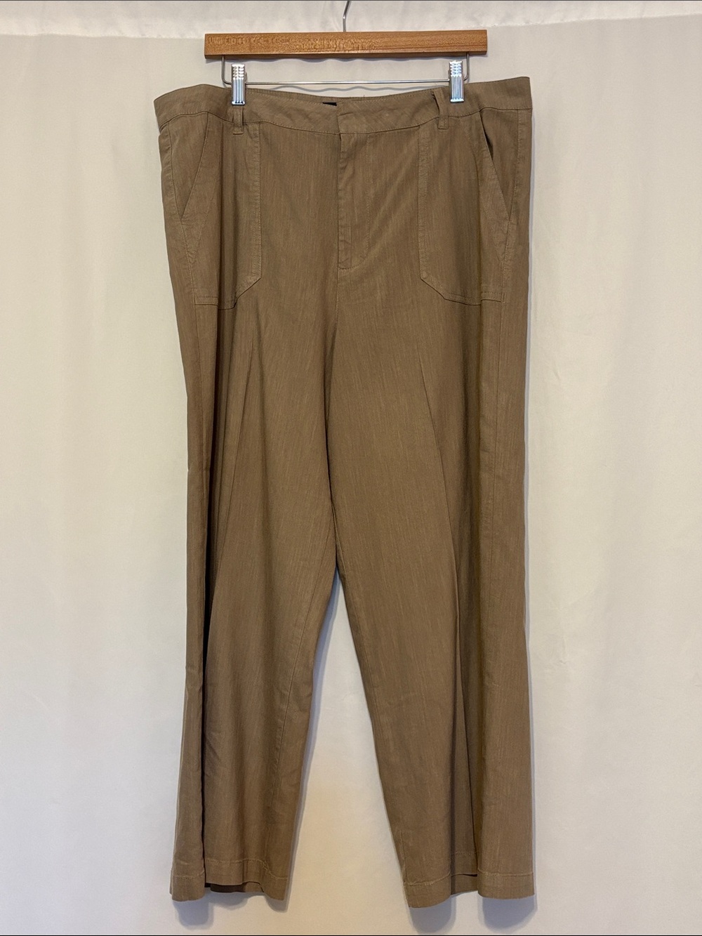 Kut from the Kloth Topaz High Rise Wide Leg Cropped Pants Khaki Size 14 Like New - Picture 2 of 8